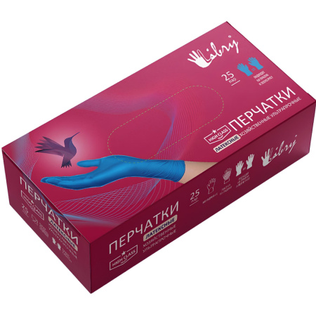 Перчатки одноразовые латекс Libry High Risk  синие (XL) 25пар./уп,ПС