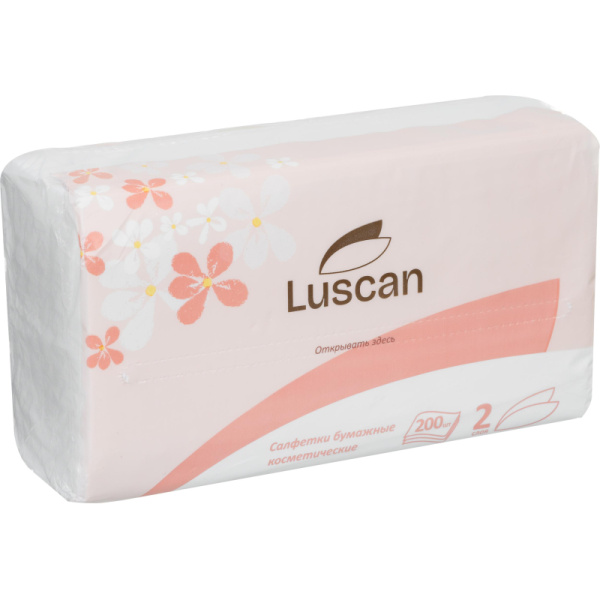 Салфетки косметические в пленке LUSCAN 2сл. 200 листов