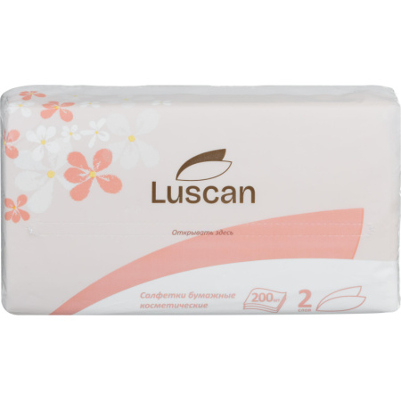 Салфетки косметические в пленке LUSCAN 2сл. 200 листов