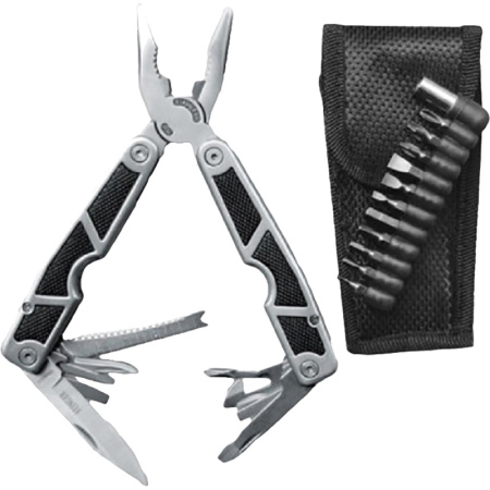 Мультитул Stinger,сталь/пластик,10 инструм.,нейл.чехол,12 насадок MT-3011BK