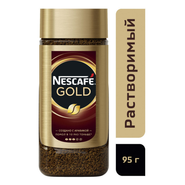 Кофе Nescafe Gold раств.субл. 95г стекло,44218