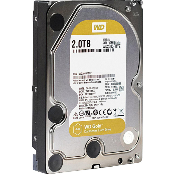 Жесткий диск Western Digital GOLD 2TB, SATA, 7200rpm, 128MB(WD2005FBYZ)