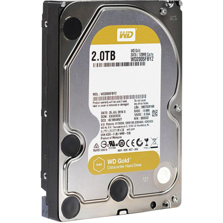 Жесткий диск Western Digital GOLD 2TB, SATA, 7200rpm, 128MB(WD2005FBYZ)