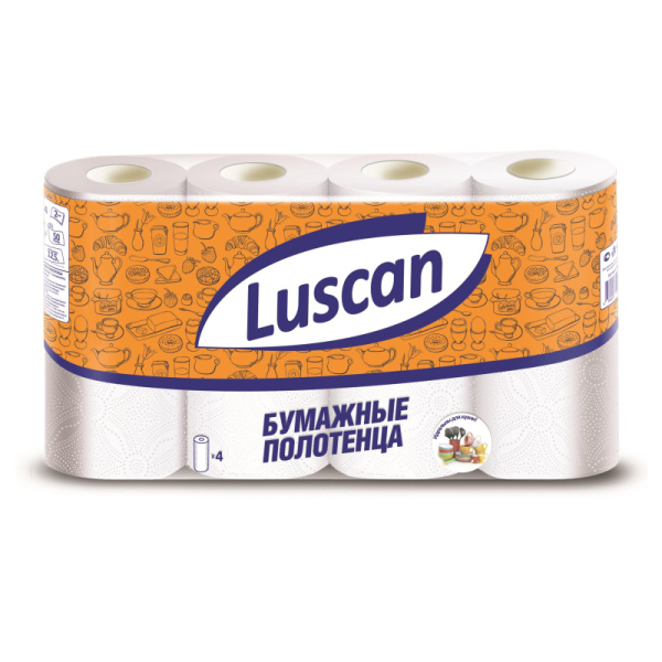 Полотенца бумажные LUSCAN 2-сл.,с тиснением, 4рул./уп Н