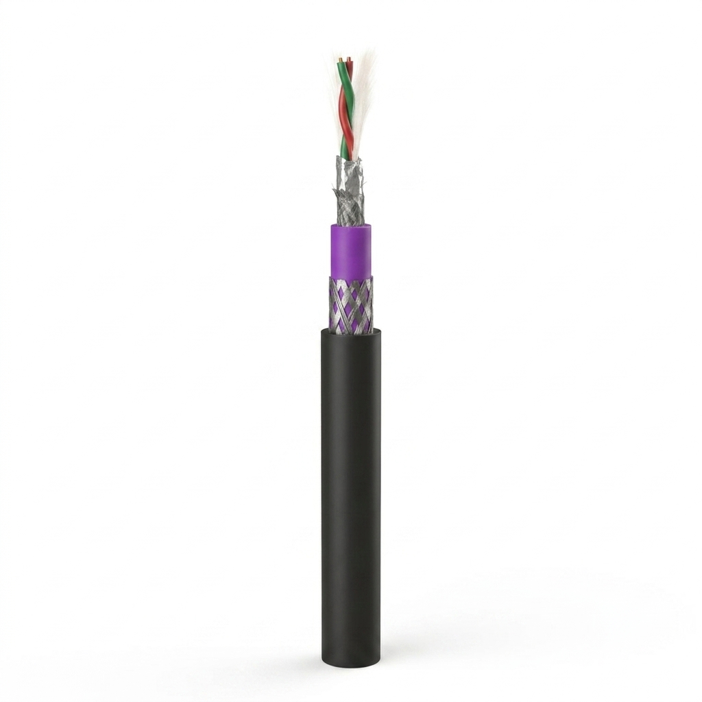 Hyperline PFDP-SF-1x2x22/1-ARM/W-PVC/PE-BK (305 м) Кабель для шины PROFIBus-DP, экранированный SF/UTP, общий экран оплетка и фольга, 1x2x22 AWG, 1х2х0,65 мм, однопроволочные жилы, бронированный, PVC/PE, черный