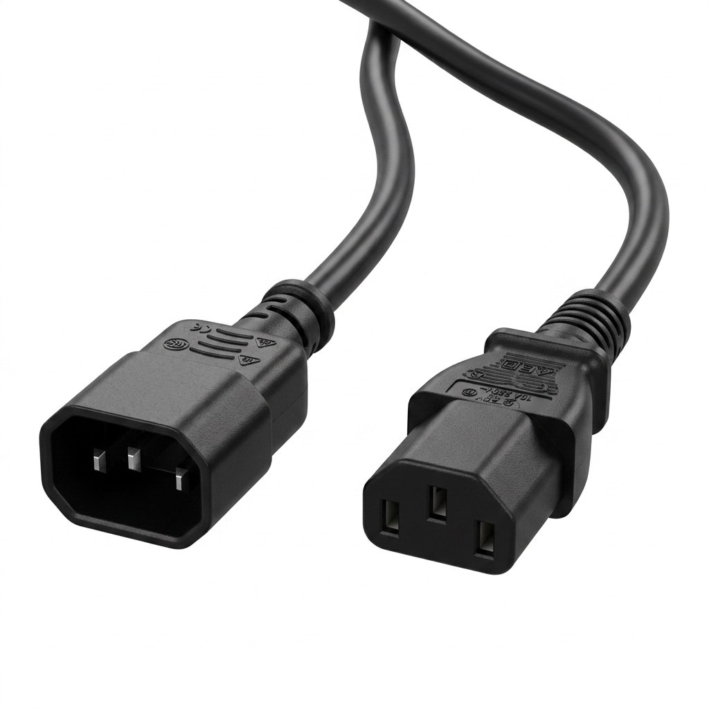 Hyperline PWC-IEC13-IEC14-0.5-BK Кабель питания монитор-компьютер IEC 320 C13 - IEC 320 C14 (3x0.75), 10A, прямая вилка, 0.5м, цвет черный (ПВС-АП-3*0,75-250-C13C14-10-0,5 ГОСТ 30851.1-2002 (МЭК 60320-1:1994))