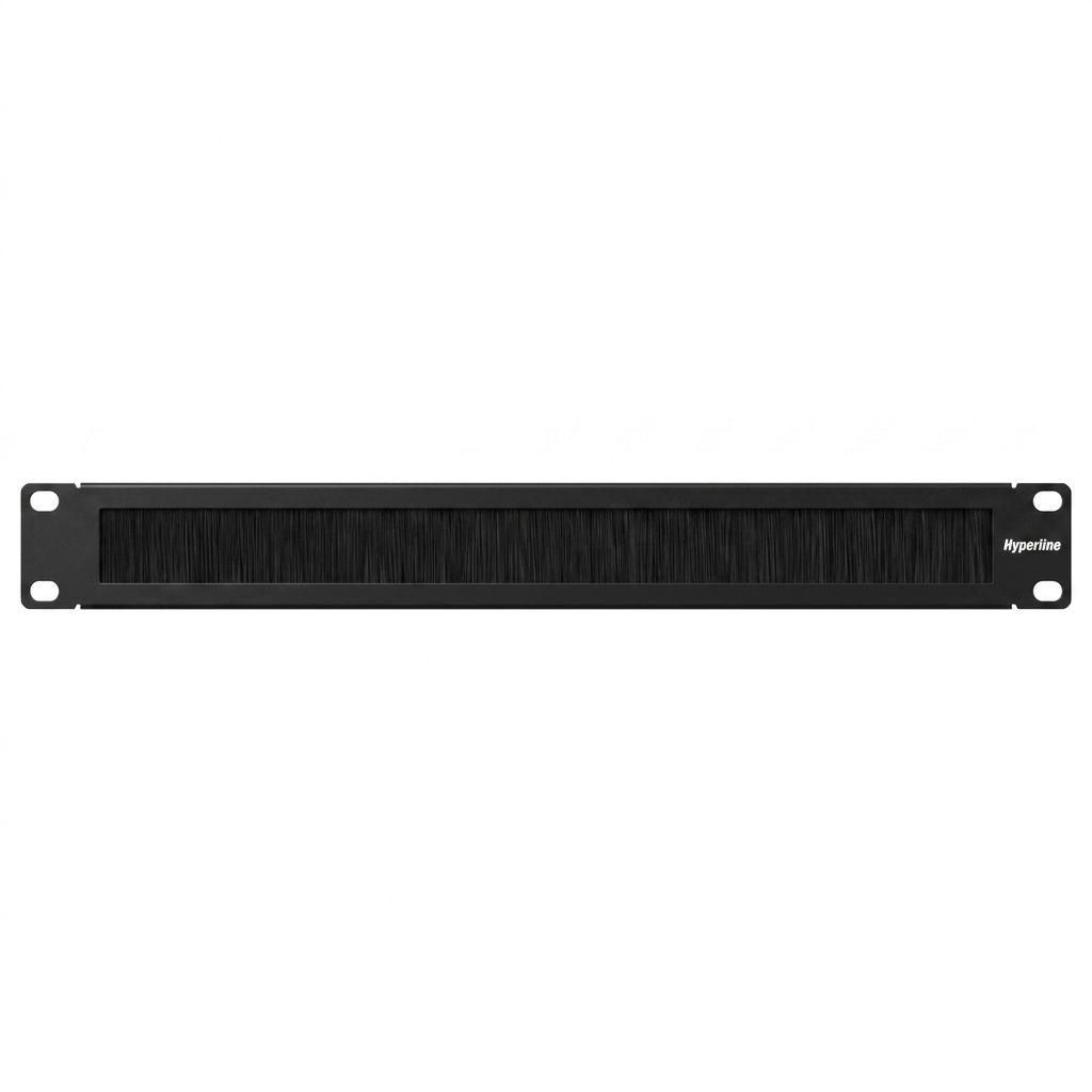 Hyperline BPB19-1U-RAL9004 (BPB19-1U-RAL9005) Фальш-панель на 1U, с щеточным вводом, цвет черный (RAL 9004/RAL 9005)
