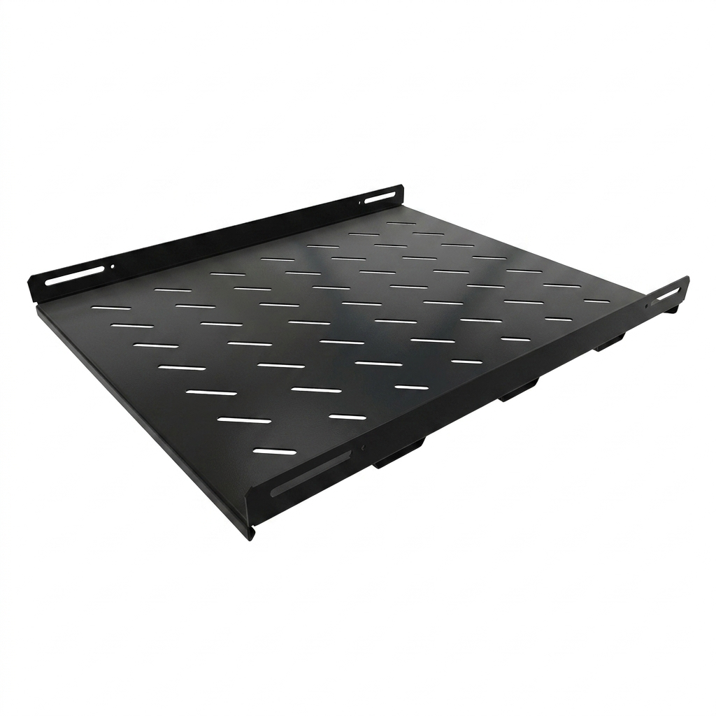 Hyperline TSH3H-650-RAL9004 Полка стационарная усиленная, глубина 650 мм, с боковым креплением, нагрузка до 100 кг, для шкафов серии TTB, TTR, 485х650мм (ШхГ), цвет черный (RAL 9004)
