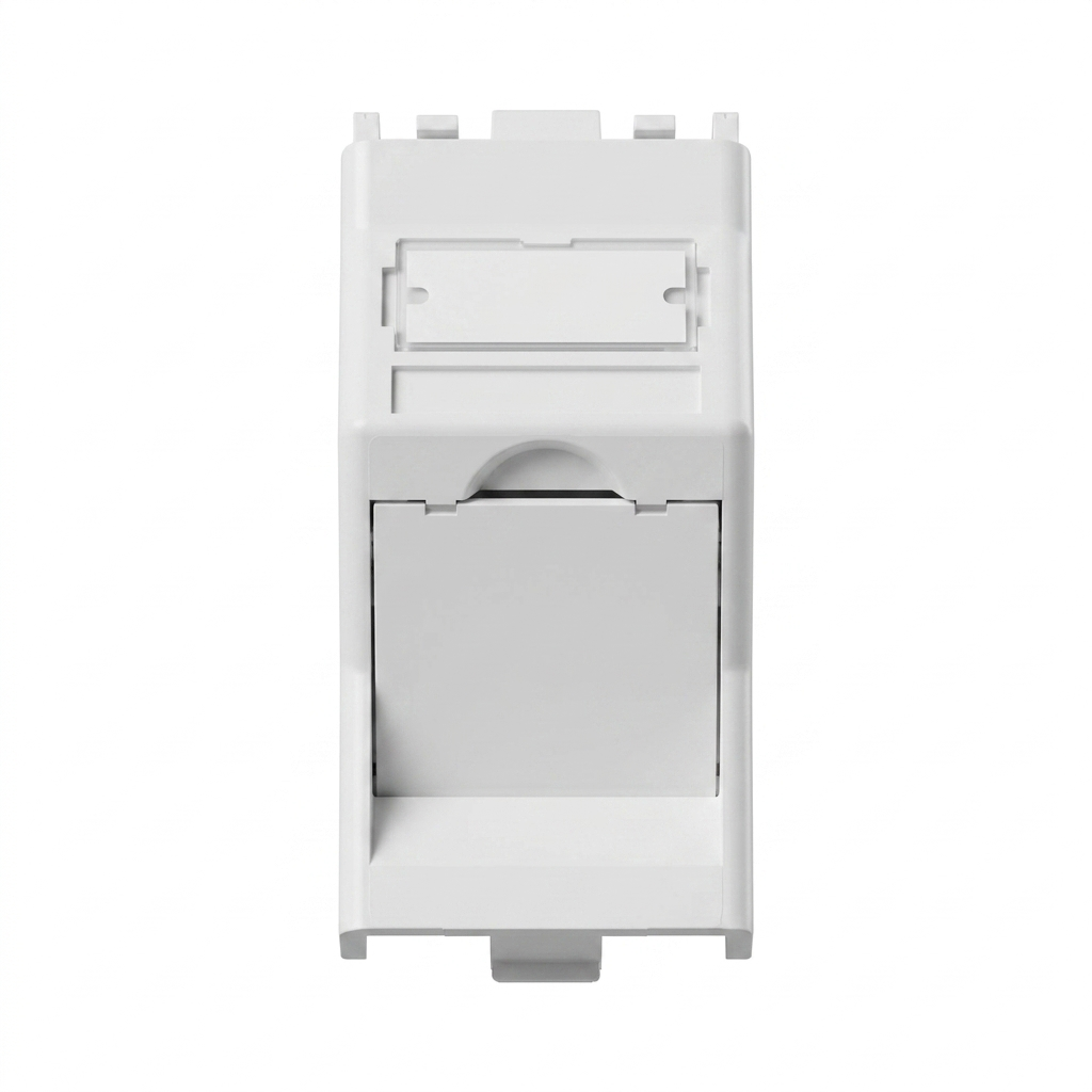 Hyperline SIP2A-1K-M45-22.5 Вставка угловая 45x22.5 (аналог Mosaic) для 1 модуля формата Keystone Jack, со шторками, ROHS, белая