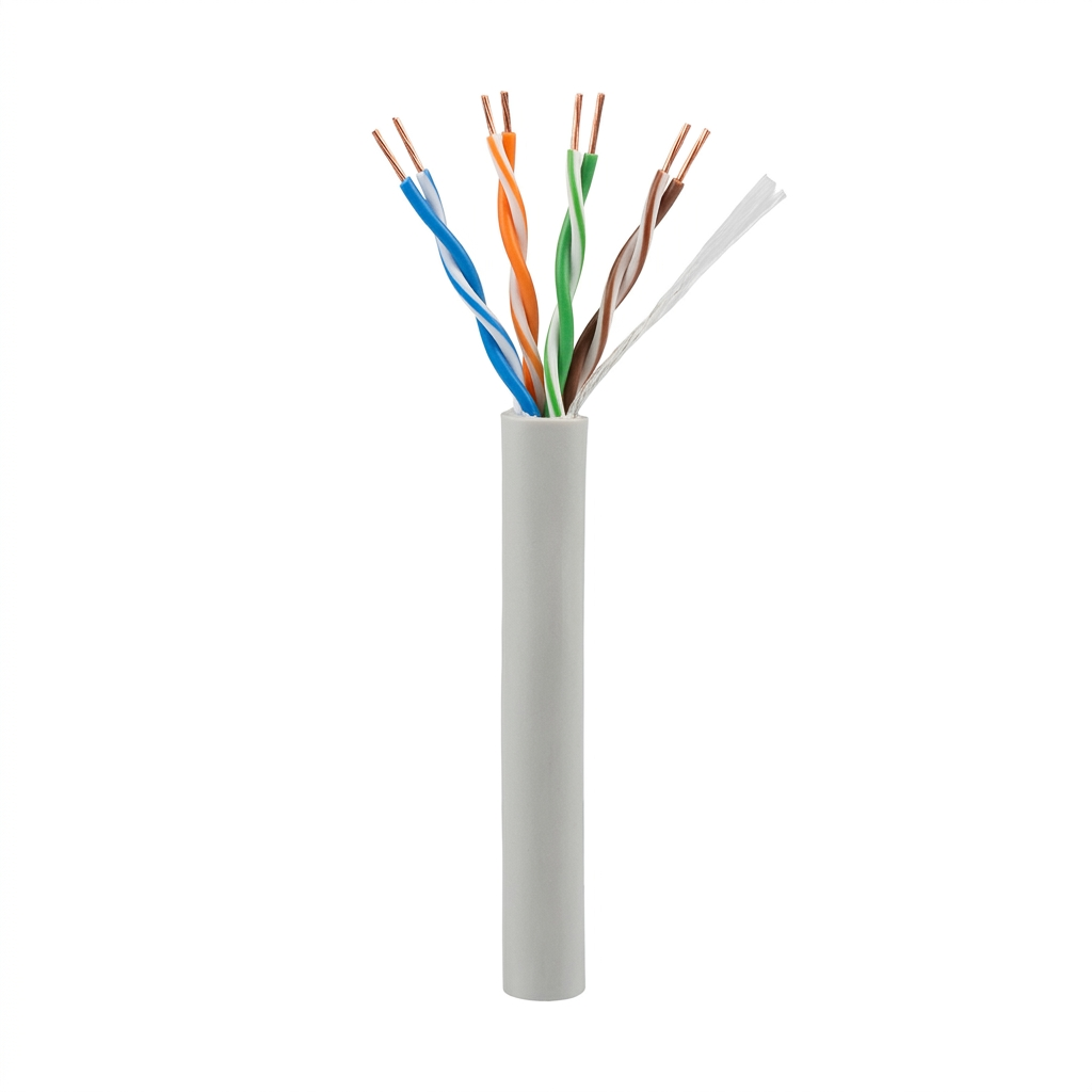 Hyperline UUTP4-C5E-S24-IN-LSZH-GY-305 (305 м) Кабель витая пара, неэкранированный U/UTP, категория 5e, 4 пары 24 AWG, 4х2х0,51 мм, однопроволочные жилы, LSZH, нг(А)-HF, внутренний -40°C – +75°C, серый, системная гарантия 25 лет