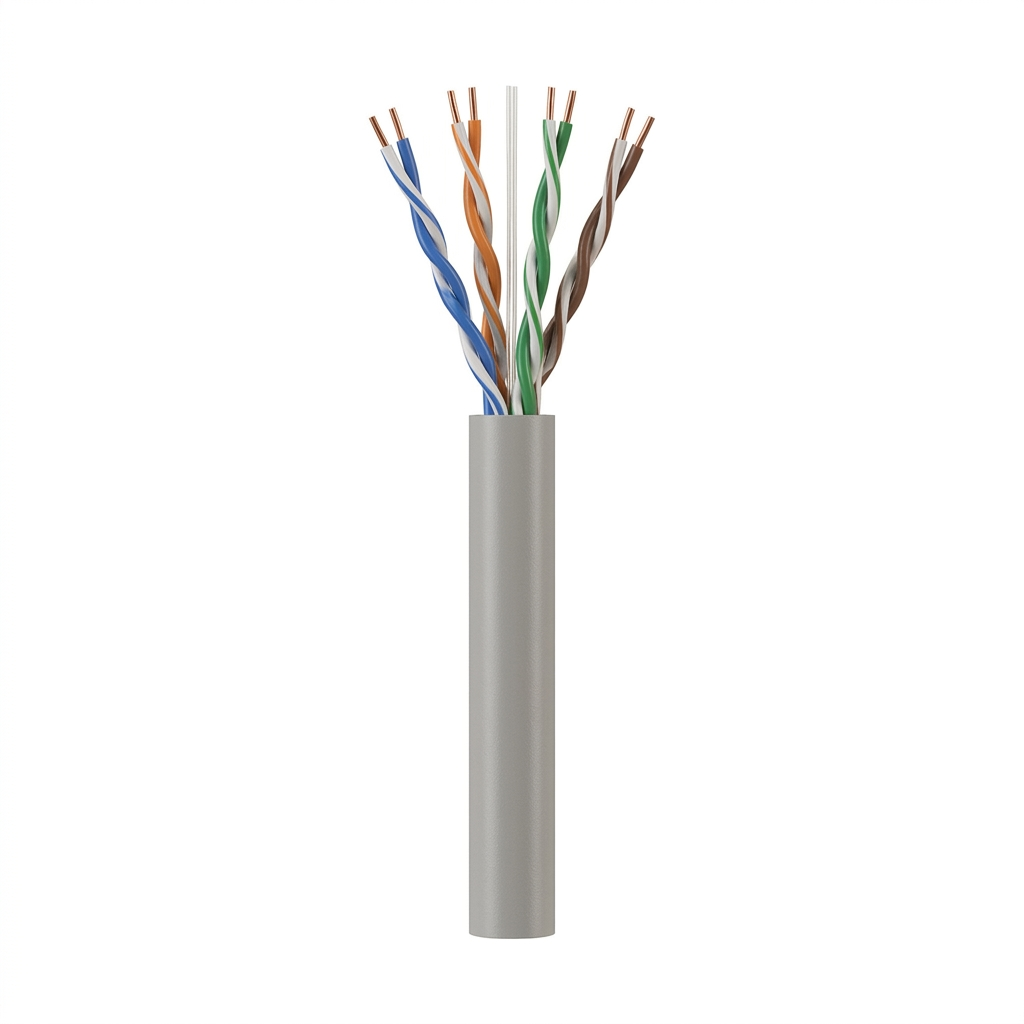 Hyperline UUTP4-C5E-S24-IN-PVC-GY-305 (305 м) Кабель витая пара, неэкранированный U/UTP, категория 5e, 4 пары 24 AWG, 4х2х0,51 мм, однопроволочные жилы, PVC, нг(А)-LS, внутренний -20°C – +75°C, серый, системная гарантия 25 лет