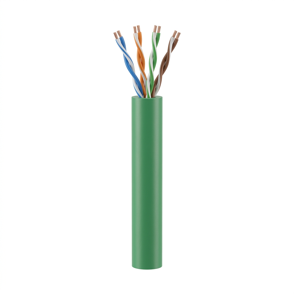 Hyperline UUTP4-C5E-P24-IN-LSZH-GN-305 (305 м) Кабель витая пара, неэкранированный U/UTP, категория 5e, 4 пары 24 AWG, 4х2х0,60 мм, многопроволочные жилы, LSZH, нг(А)-HF, внутренний -40°C – +75°C, зеленый