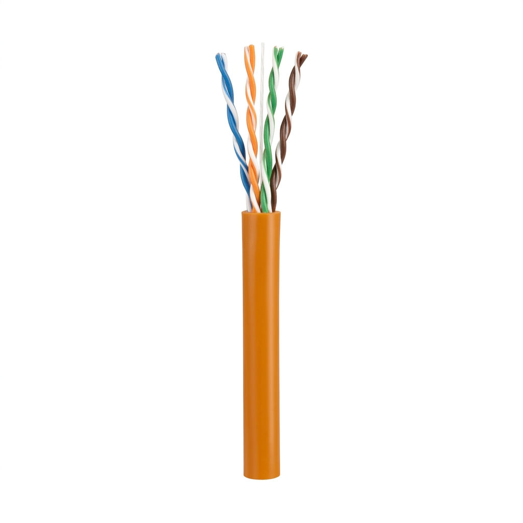 Hyperline UUTP4-C5E-P24-IN-LSZH-OR-305 (305 м) Кабель витая пара, неэкранированный U/UTP, категория 5e, 4 пары 24 AWG, 4х2х0,60 мм, многопроволочные жилы, LSZH, нг(А)-HF, внутренний -40°C – +75°C, оранжевый