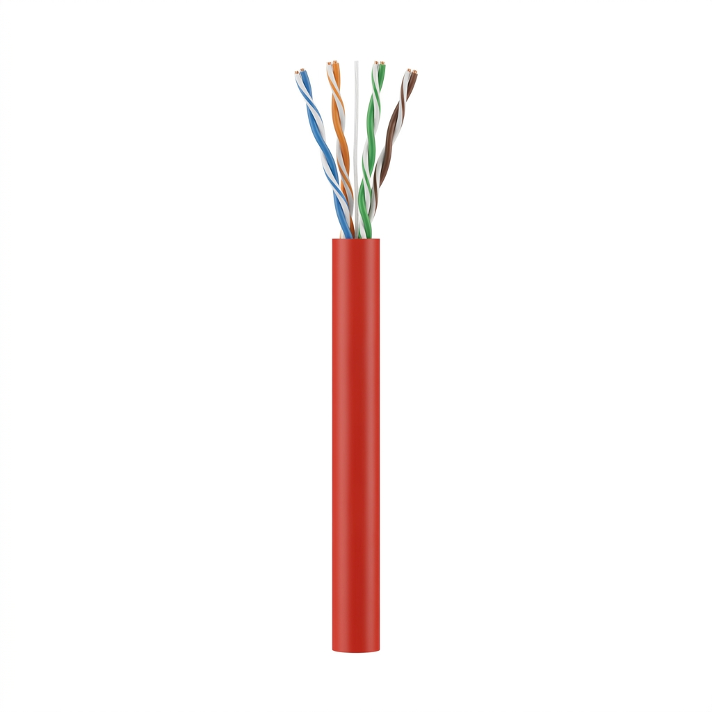 Hyperline UUTP4-C5E-P24-IN-LSZH-RD-305 (305 м) Кабель витая пара, неэкранированный U/UTP, категория 5e, 4 пары 24 AWG, 4х2х0,60 мм, многопроволочные жилы, LSZH, нг(А)-HF, внутренний -40°C – +75°C, красный