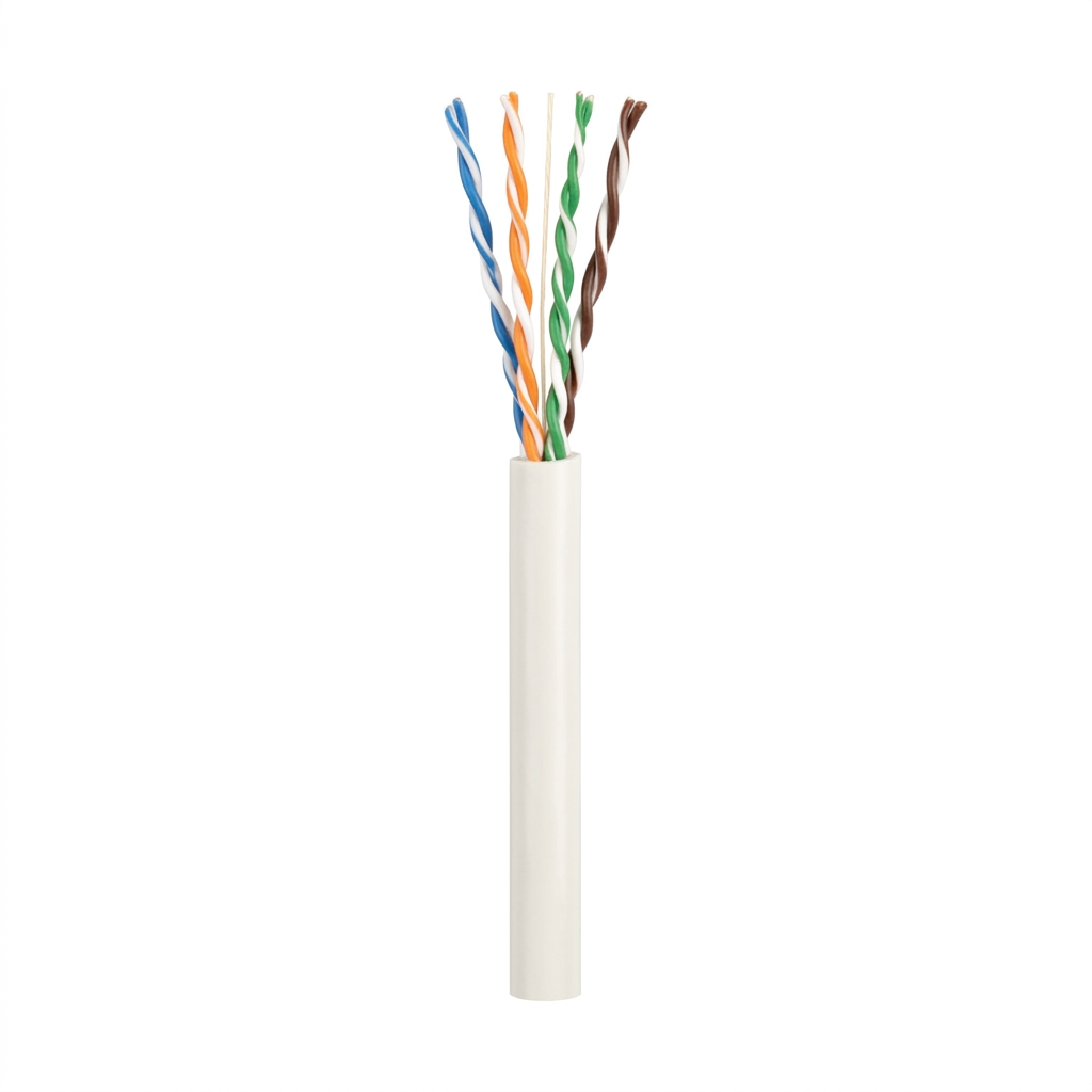 Hyperline UUTP4-C5E-P24-IN-LSZH-WH-305 (305 м) Кабель витая пара, неэкранированный U/UTP, категория 5e, 4 пары 24 AWG, 4х2х0,60 мм, многопроволочные жилы, LSZH, нг(А)-HF, внутренний -40°C – +75°C, белый