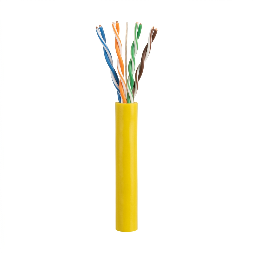Hyperline UUTP4-C5E-P24-IN-LSZH-YL-305 (305 м) Кабель витая пара, неэкранированный U/UTP, категория 5e, 4 пары 24 AWG, 4х2х0,60 мм, многопроволочные жилы, LSZH, нг(А)-HF, внутренний -40°C – +75°C, желтый
