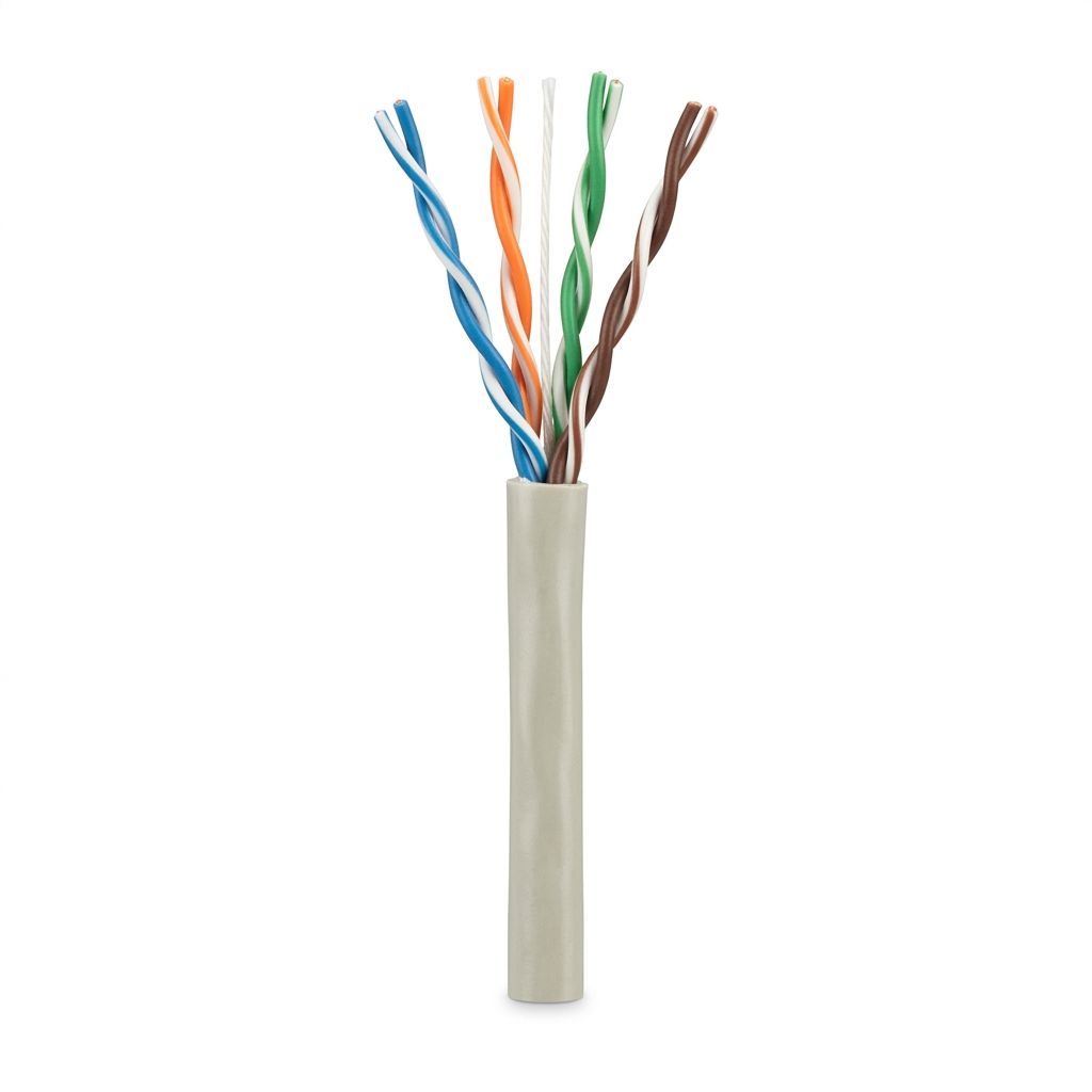 Hyperline UUTP4-C5E-P24-IN-PVC-GY-305 (305 м) Кабель витая пара, неэкранированный U/UTP, категория 5e, 4 пары 24 AWG, 4х2х0,60 мм, многопроволочные жилы, PVC, нг(А)-LS, внутренний -20°C – +75°C, серый
