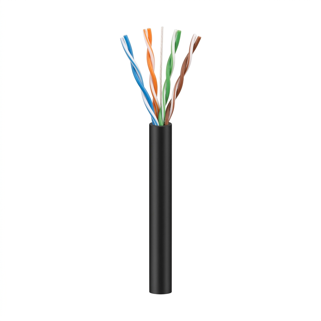Hyperline UUTP4-C5E-S24-IN-LSZH-BK-305 (305 м) Кабель витая пара, неэкранированный U/UTP, категория 5e, 4 пары 24 AWG, 4х2х0,51 мм, однопроволочные жилы, LSZH, нг(А)-HF, внутренний -40°C – +75°C, черный, системная гарантия 25 лет