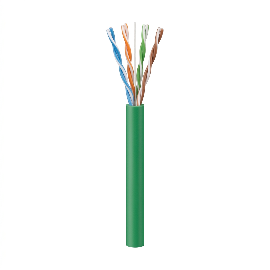 Hyperline UUTP4-C5E-S24-IN-LSZH-GN-305 (305 м) Кабель витая пара, неэкранированный U/UTP, категория 5e, 4 пары 24 AWG, 4х2х0,51 мм, однопроволочные жилы, LSZH, нг(А)-HF, внутренний -40°C – +75°C, зеленый, системная гарантия 25 лет