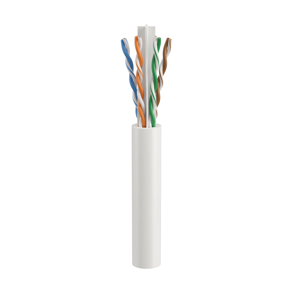 Hyperline UUTP4-C6-S23-IN-LSZH-WH-305 (305 м) Кабель витая пара, неэкранированный U/UTP, категория 6, 4 пары 23 AWG, 4х2х0,55 мм, однопроволочные жилы, с разделителем, LSZH, нг(А)-HF, внутренний -40°C – +75°C, белый, системная гарантия 25 лет