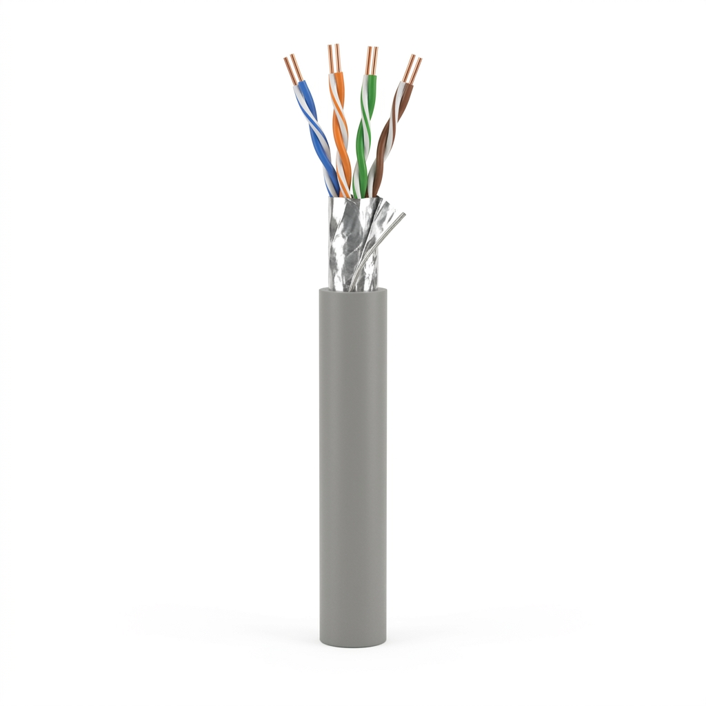Hyperline IFUTP4-C5E-S24/1-FRPVC-GY (305 м) Кабель для сетей Industrial Ethernet, экранированный F/UTP, общий экран фольга, категория 5e, 4 пары 24 AWG, 4х2х0,51 мм, однопроволочные жилы, PVC, серый