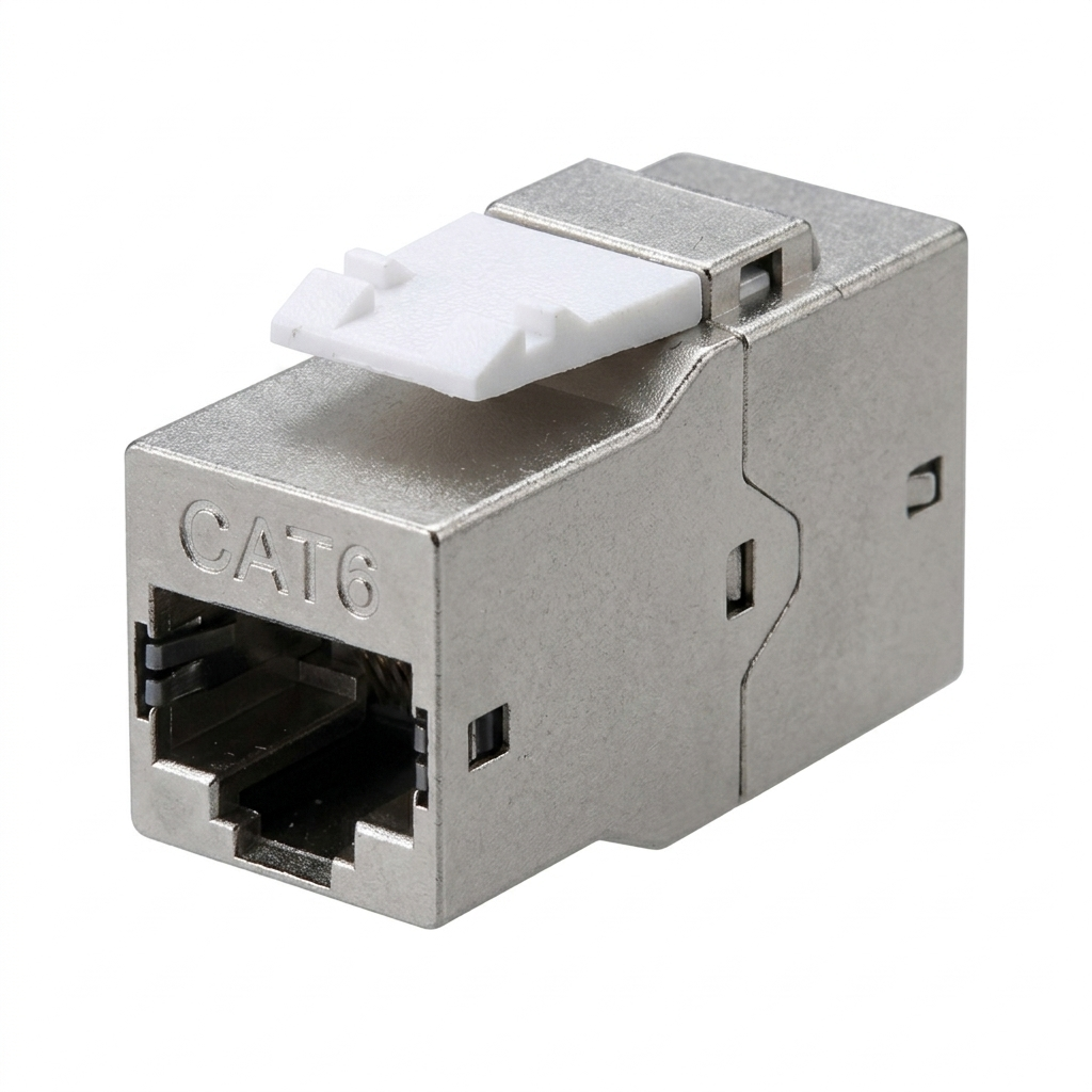 Hyperline CA2-KJ-C6-SH-BK Проходной адаптер (coupler), RJ-45(8P8C) формата Keystone Jack, категория 6, 4 пары, экранированный, серебристый