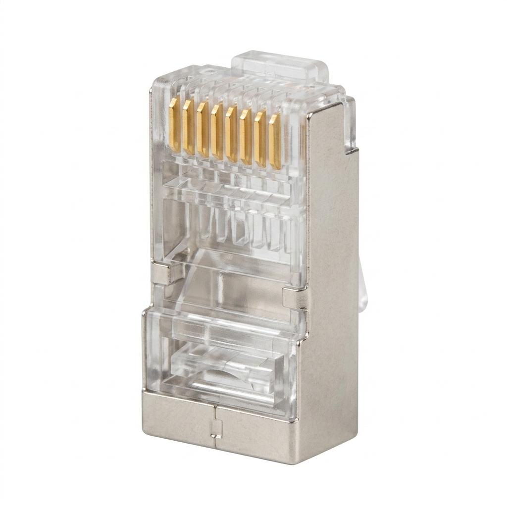 Hyperline PLEZ-8P8C-U-C6-SH-100 Разъем легкой оконцовки RJ-45 (8P8C) под витую пару, категория 6 (50 µ"/ 50 микродюймов), экранированный, универсальный (для одножильного и многожильного кабеля) (100 шт.)