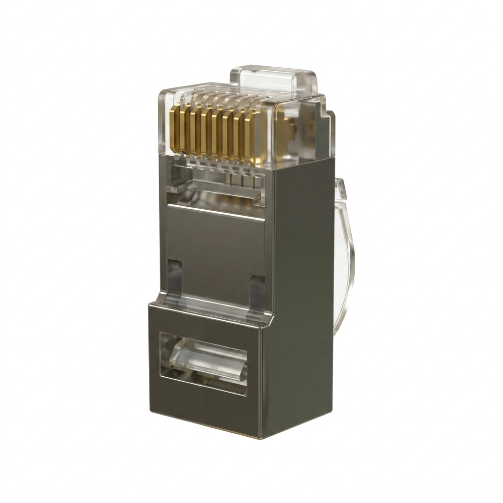 Hyperline PLEZ-8P8C-UA-C5-SH-100 Разъем легкой оконцовки RJ-45 (8P8C) под витую пару, язычок Arch, категория 5e (50 µ"/ 50 микродюймов), экранированный, универсальный (для одножильного и многожильного кабеля) (100 шт.)