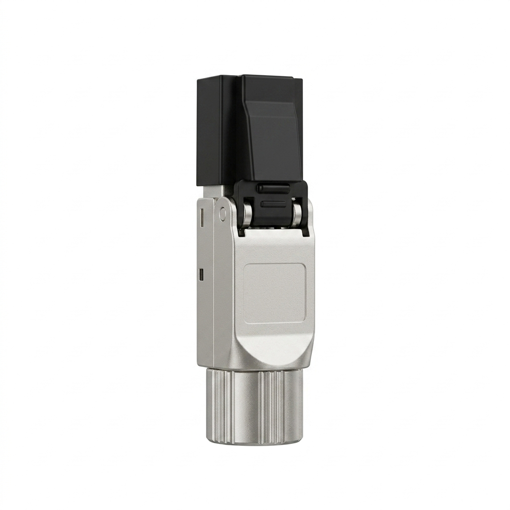 Hyperline PLUD-8P8C-S-C6A-SH Разъем полевой оконцовки RJ-45 (8P8C) под витую пару, для одножильного кабеля, toolless, категория 6A, экранированный, накручивающийся хвостовик, IDC