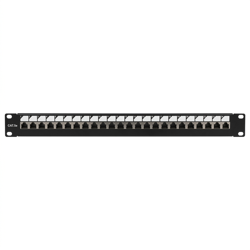 Hyperline PP3-19-24-8P8C-C5E-SH-110D Патч-панель 19", 1U, 24 порта RJ-45 полн. экран., категория 5e, Dual IDC, ROHS, цвет черный