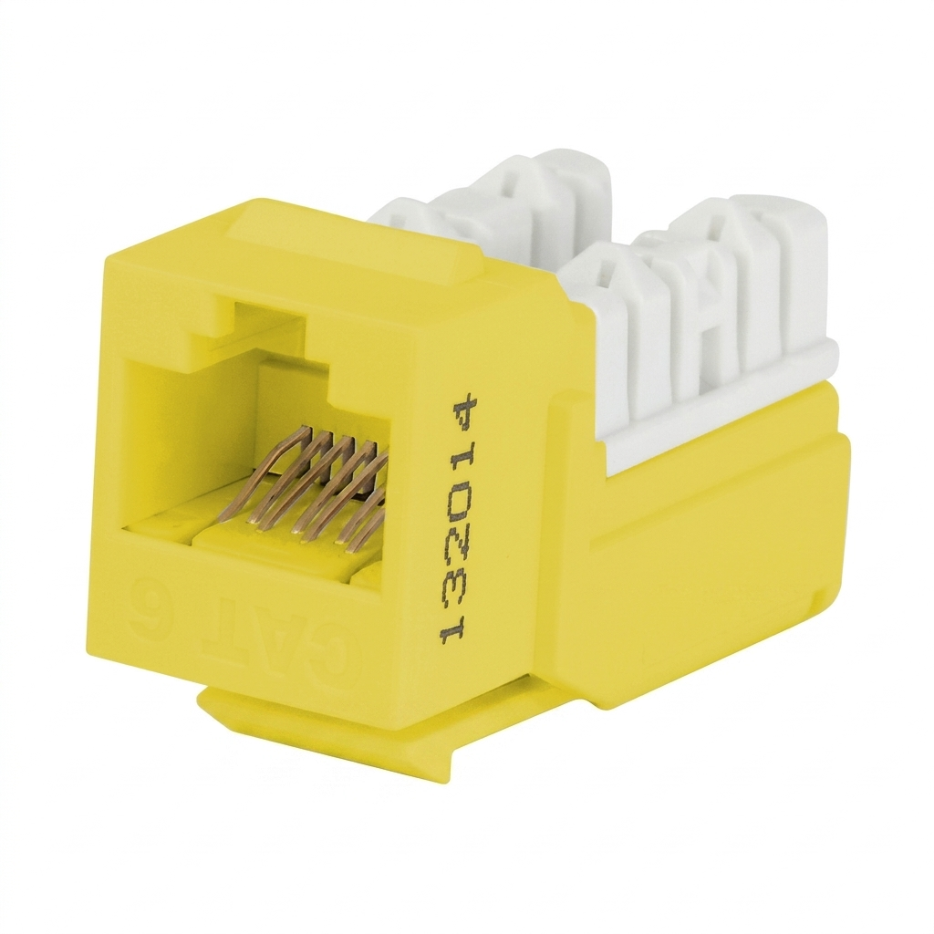 Hyperline KJNE-8P8C-C6-90-YL Вставка Keystone Jack RJ-45(8P8C), категория 6, 110 IDC, заделка с помощью NE-TOOL, желтая