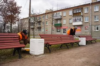Покраска скамеек Флора