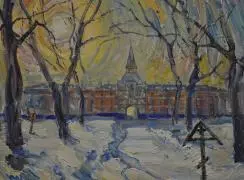 Монастырский двор зимой. Автор: В.А. Петров-Гринев