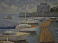 Стрельна. Яхт-клуб. Солнечные облака. Автор: И.П. Баклушин