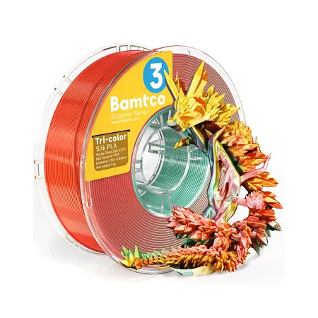 Bamtco Tri-color PLA Silk Бирюзово/Коралово/Золотой