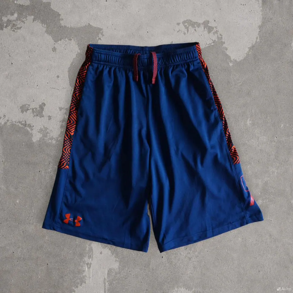 Шорты Under Armour темно-синие с оранжевым принтом