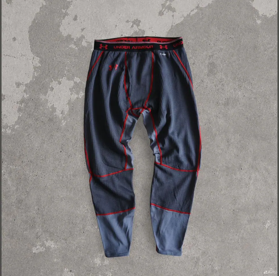 Термоштаны Under Armour серые с красным