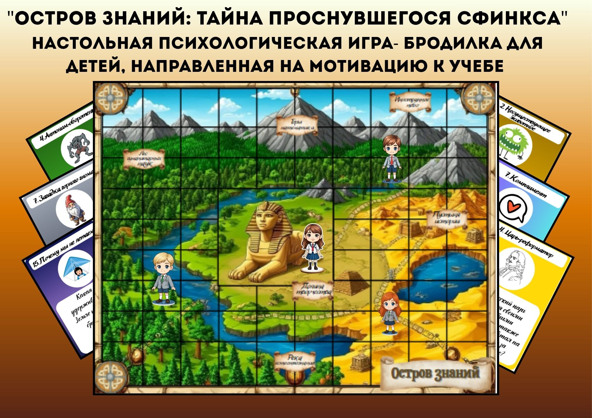 "Остров Знаний: Тайна Проснувшегося Сфинкса" настольная  игра на мотивацию к учебе