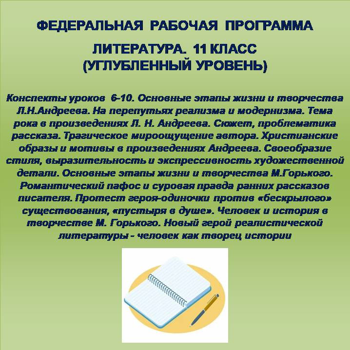 Литература 11 класс (углубленный уровень). Конспекты уроков 6-10