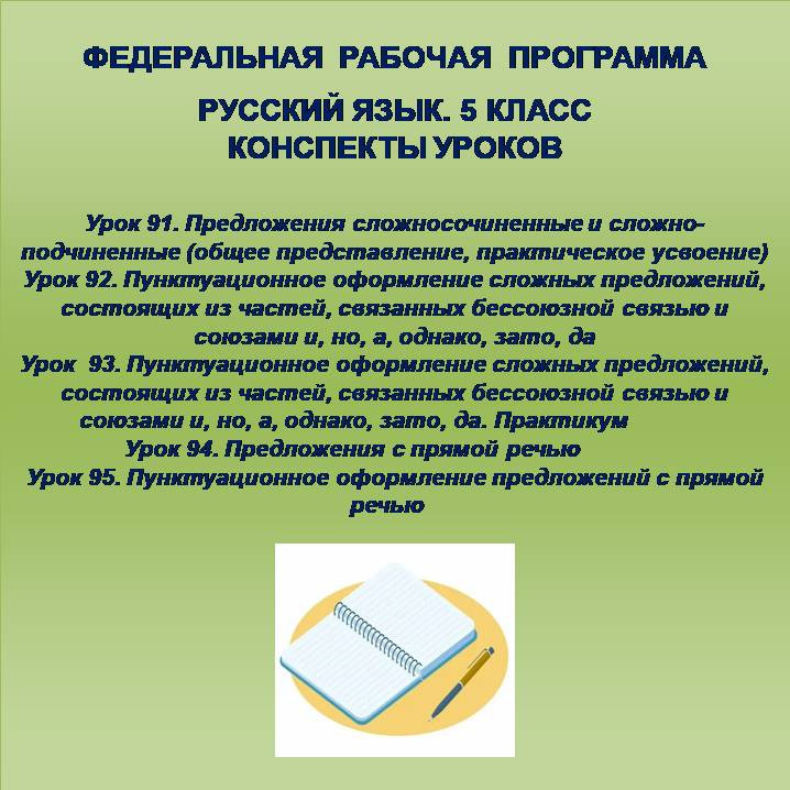 Русский язык 5 класс. Конспекты уроков 91-95