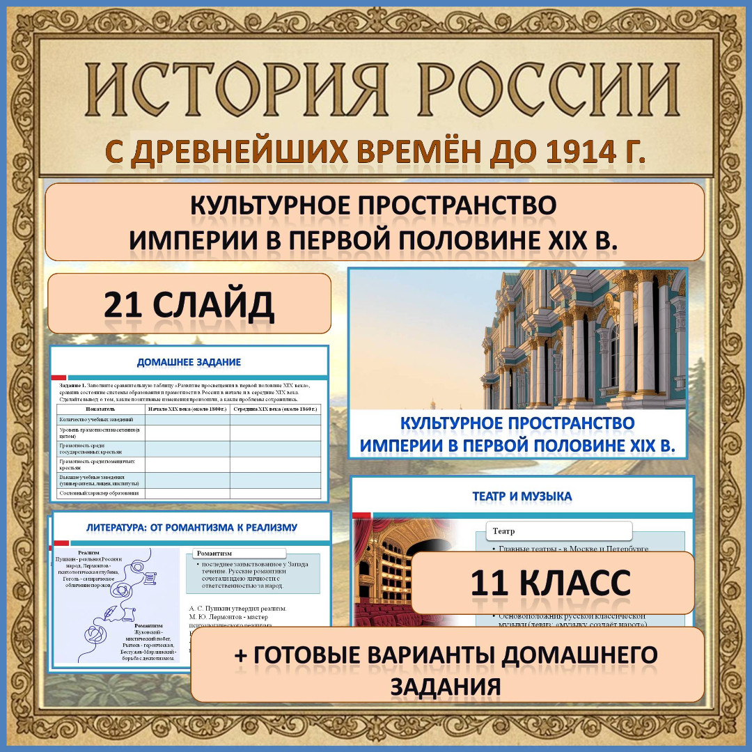 Презентация по теме: «Культурное пространство империи в первой половине XIX в.»