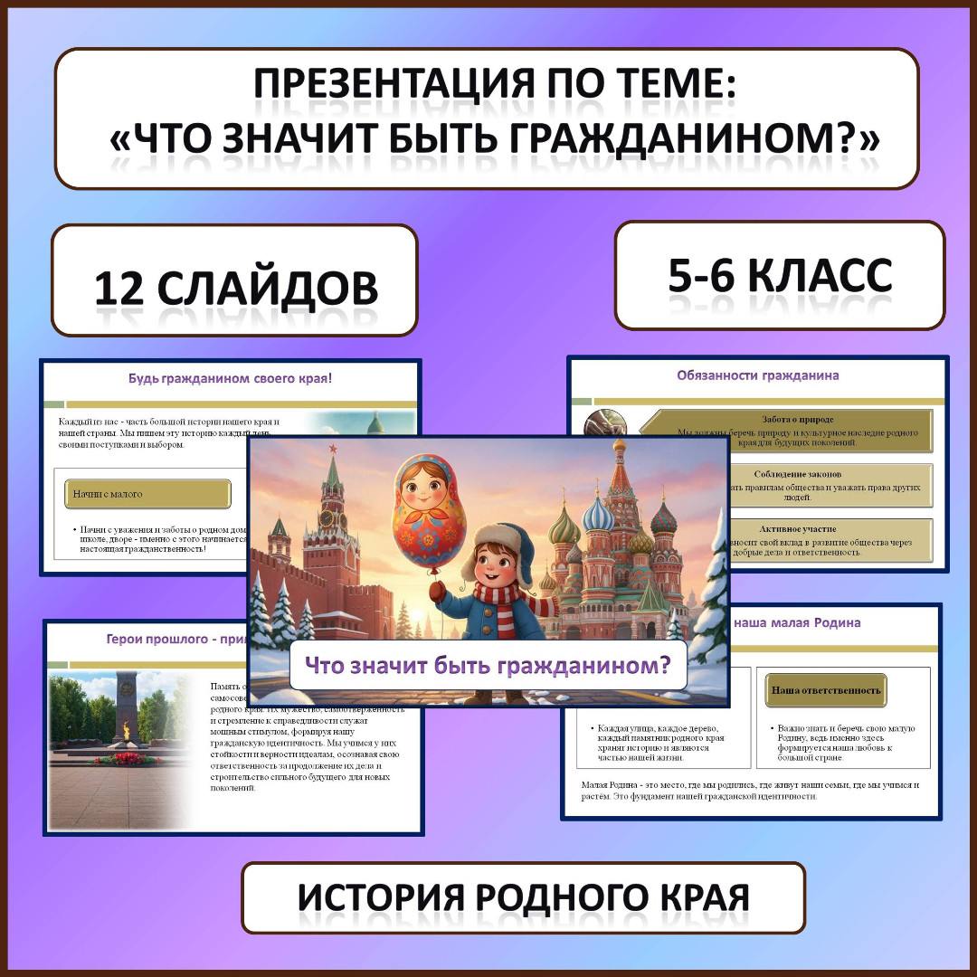 Презентация по истории Родного края по теме: «Что значит быть гражданином?»