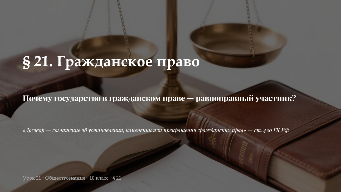 Комплект к уроку обществознания 10 класс «Гражданское право»