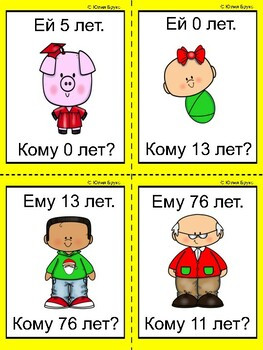 Игра "Кому ... лет? Ему/ей .... лет."