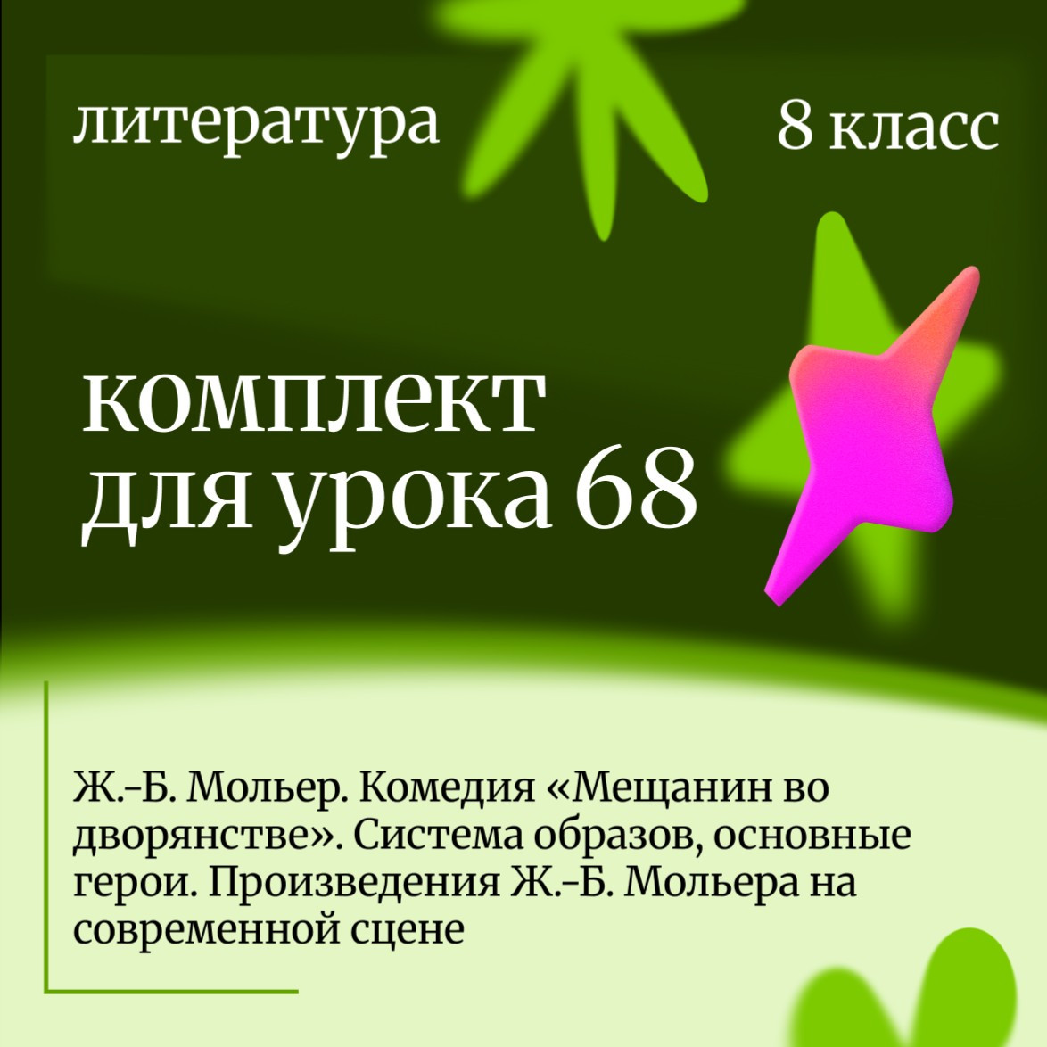 Литература 8 класс. Урок 68 Ж.-Б. Мольер. Комедия «Мещанин во дворянстве». Система образов, основные