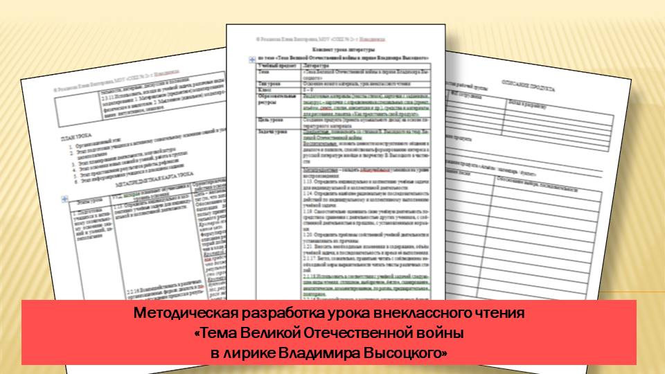 Тема Великой Отечественной войны в лирике Владимира Высоцкого