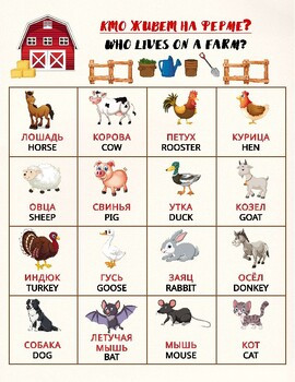 Сельскохозяйственные животные Русский/Английский