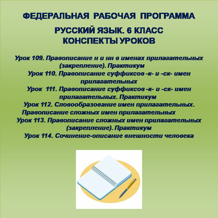 Русский язык 6 класс. Конспекты уроков 109-114
