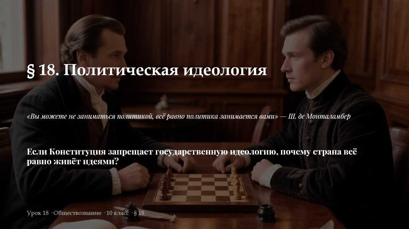 Комплект к уроку обществознания 10 класс «Политическая идеология»
