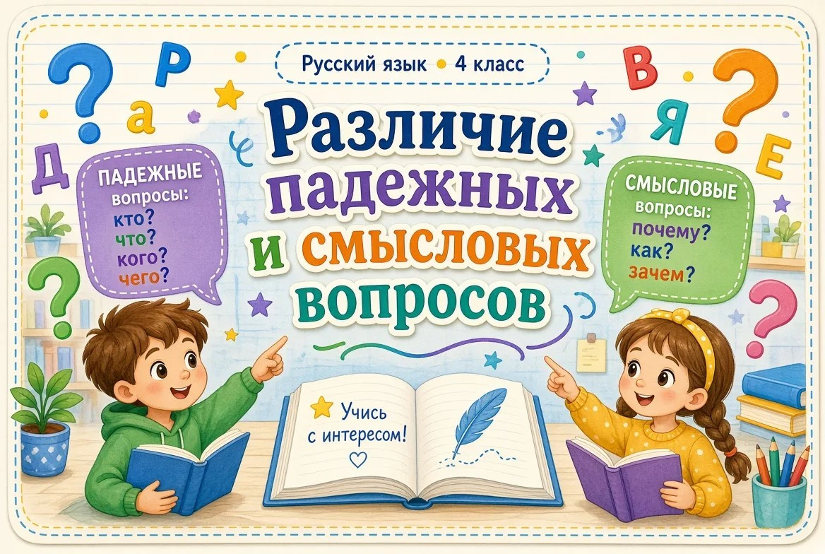 Сценарий урока по русскому языку 4 класс, по теме: Различие падежных и смысловых вопросов.